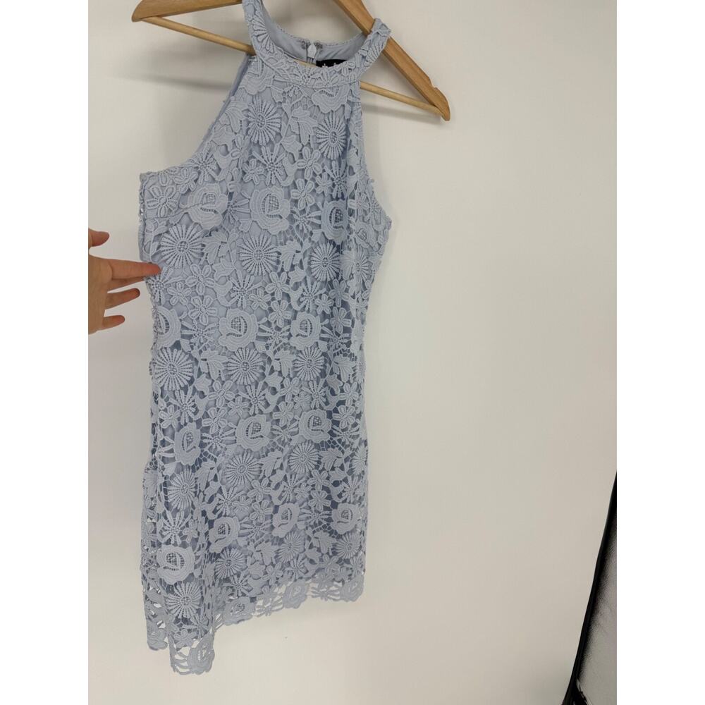 Lulus Love Poem Lace Mini Dress in Light Blue Size MEDIUM M 35" Long, 2770 - Picture 6 of 7